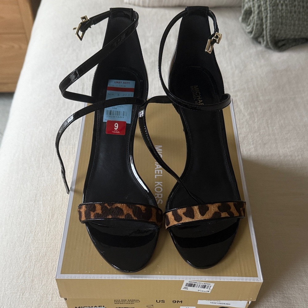 Michael Kors Black Heels with Leopard Print